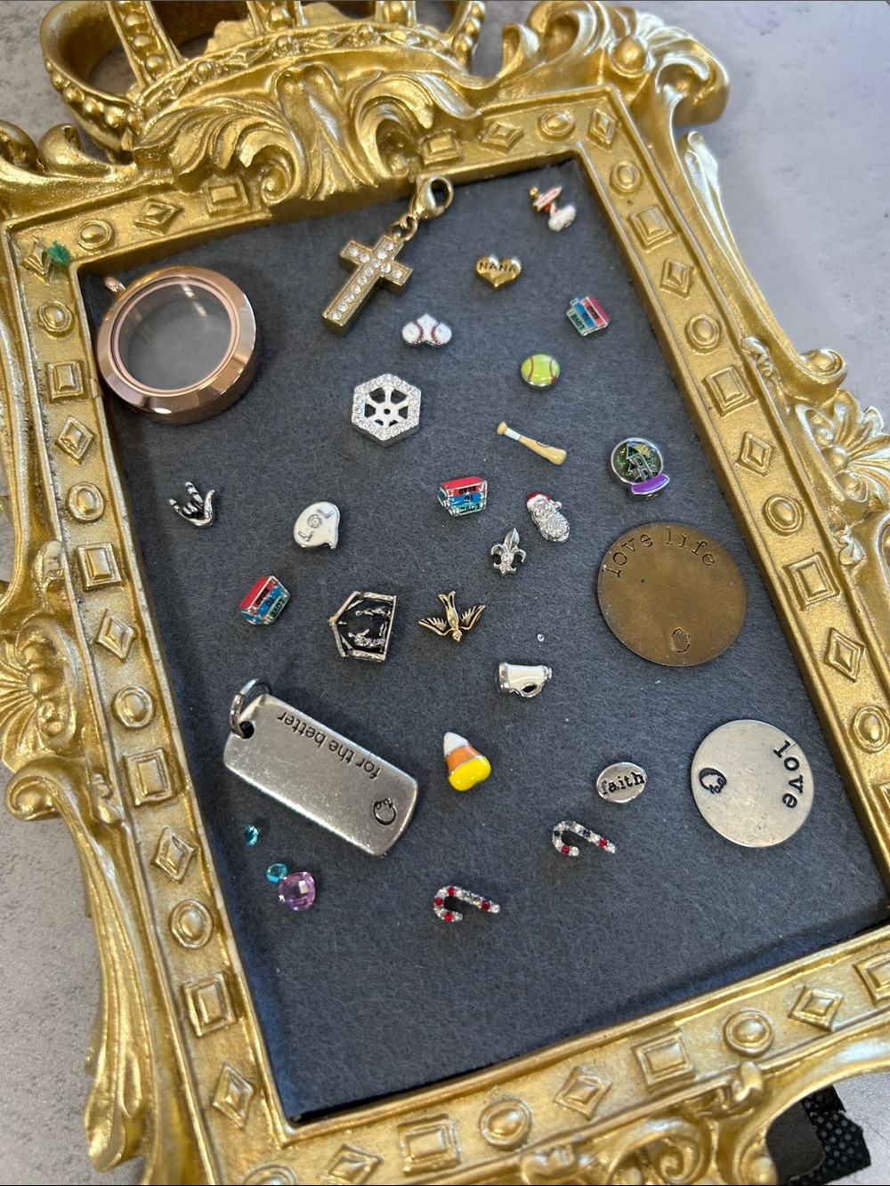 Bundle of Rose Gold Magnetic Medium Locket Charm and Mixed Enamel Charms